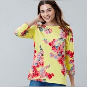 Joules Womens Harbour Print Lemon Floral Printed Jersey Top Sz 8 Shabby Chic